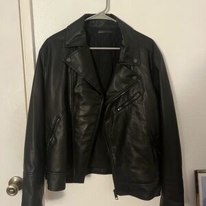 Mango Men's Classic Black Leather Jacket